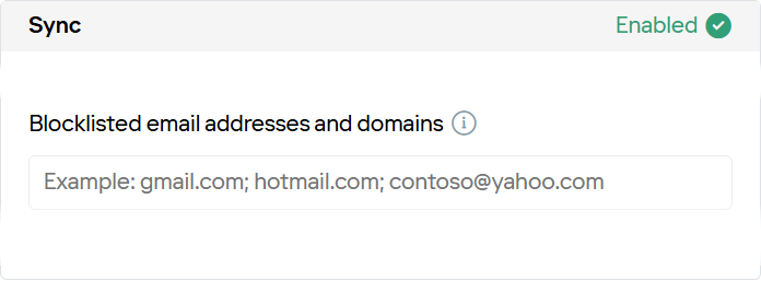 Blocklisted email addresses and domains field